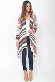 Linsey Hooded Wrap Sweater with Fringe in Tango