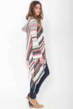 Linsey Hooded Wrap Sweater with Fringe in Tango